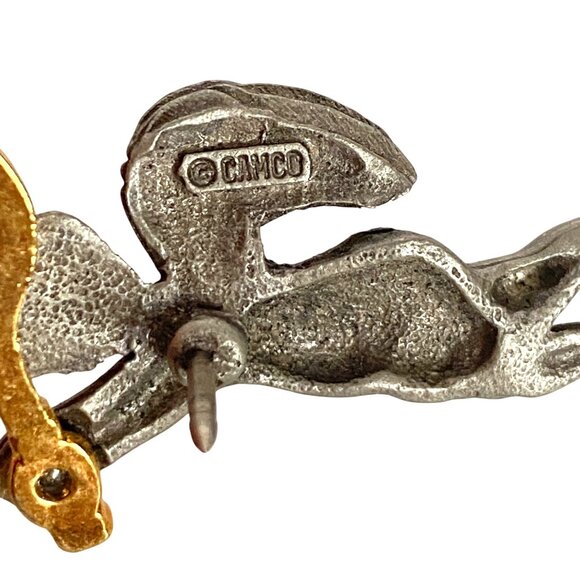 Camco Pewter Guardian Angel with Gold Tone Tennis Racket Sporty Pin 1.25in - Picture 6 of 6